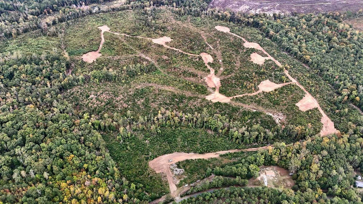 The completed network of access routes across the site.